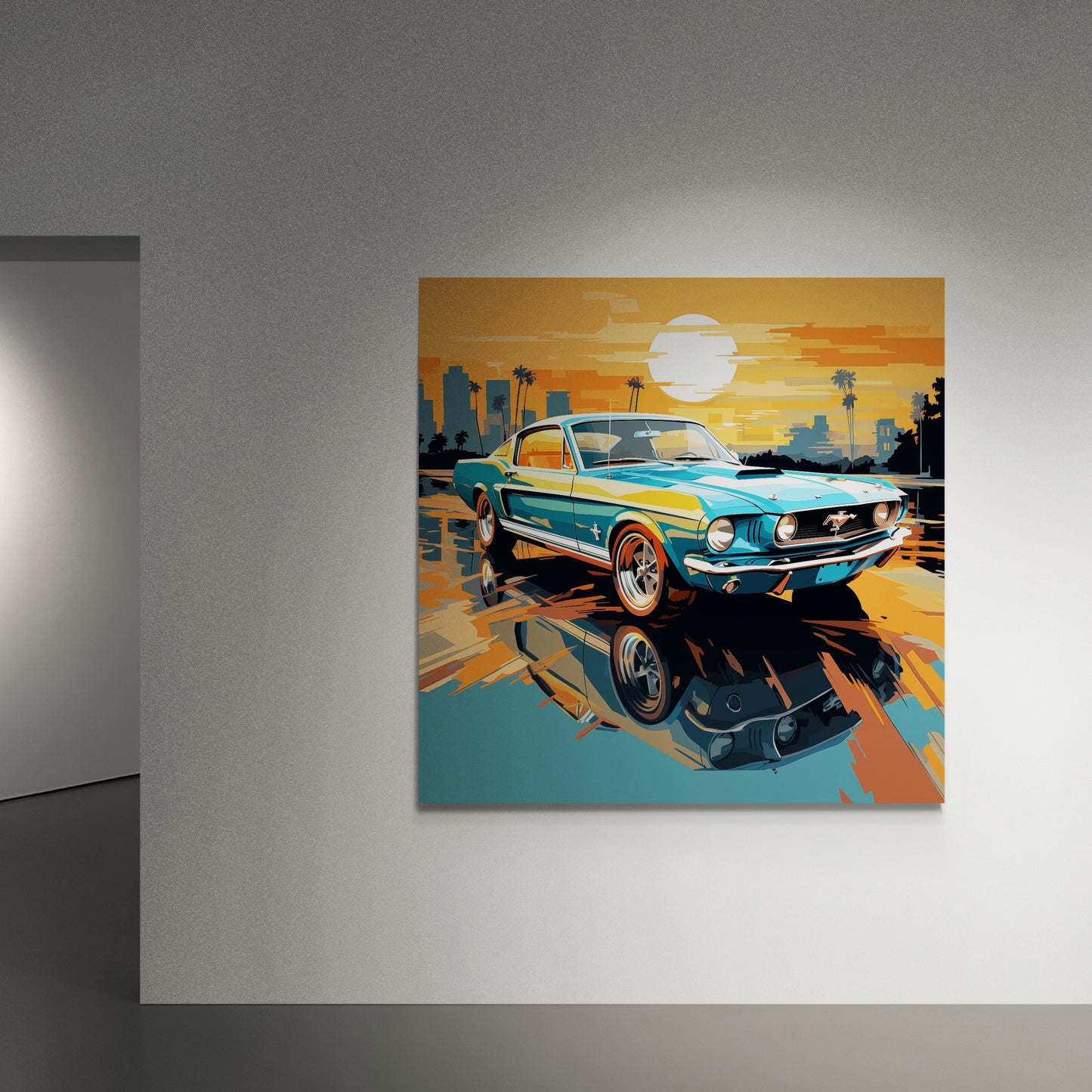 Vintage Mustang Sunset Canvas
