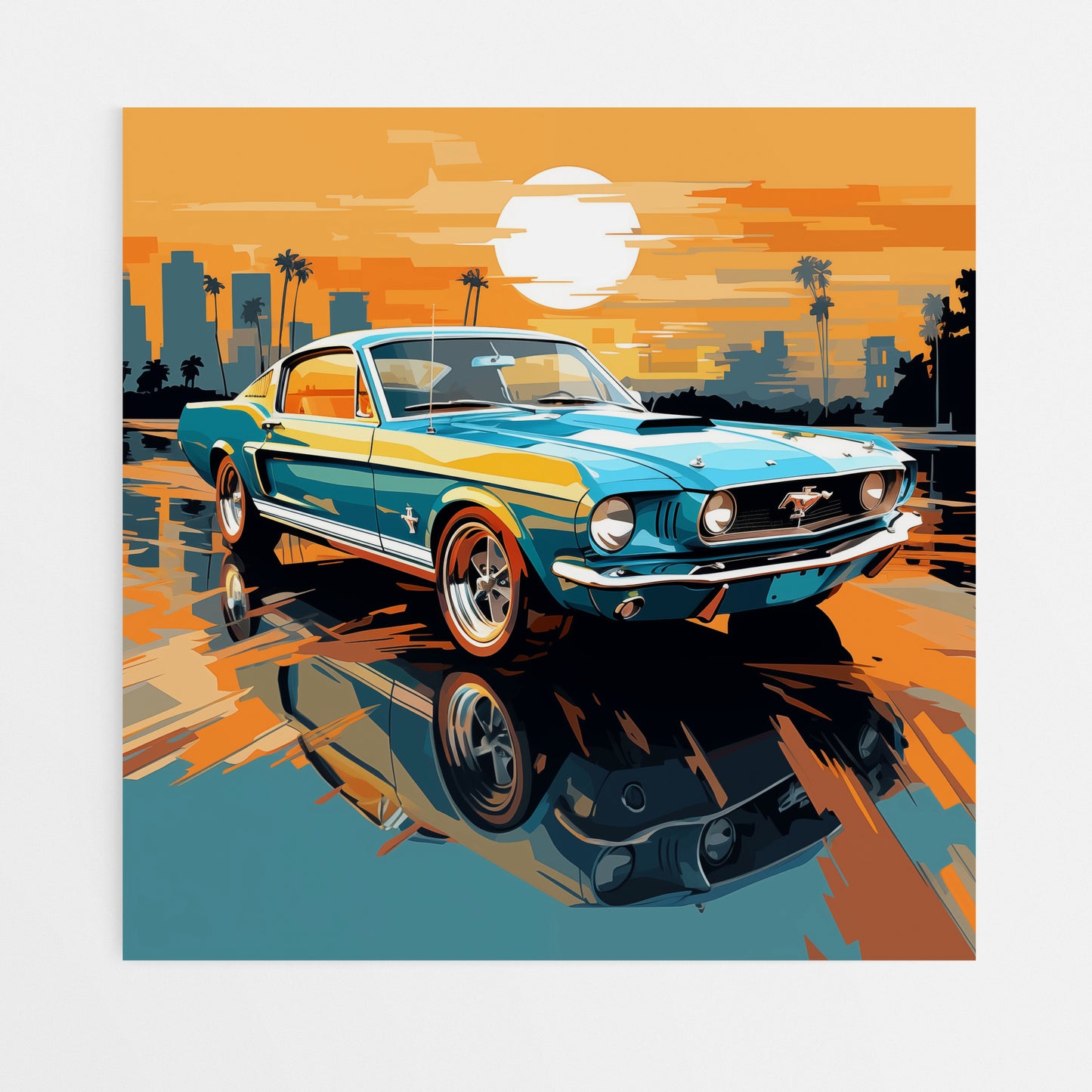 Vintage Mustang Sunset Canvas