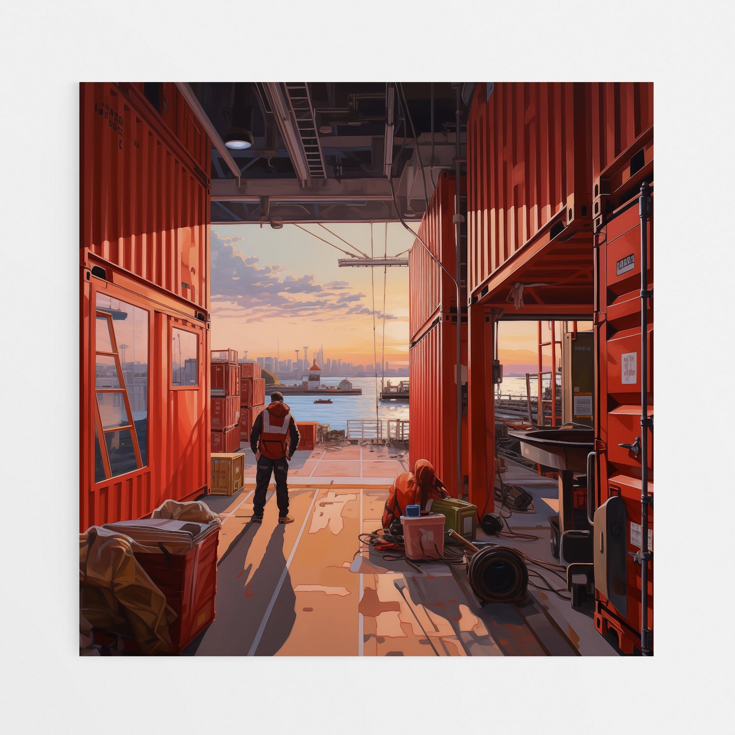 Red Cargo Container Painting