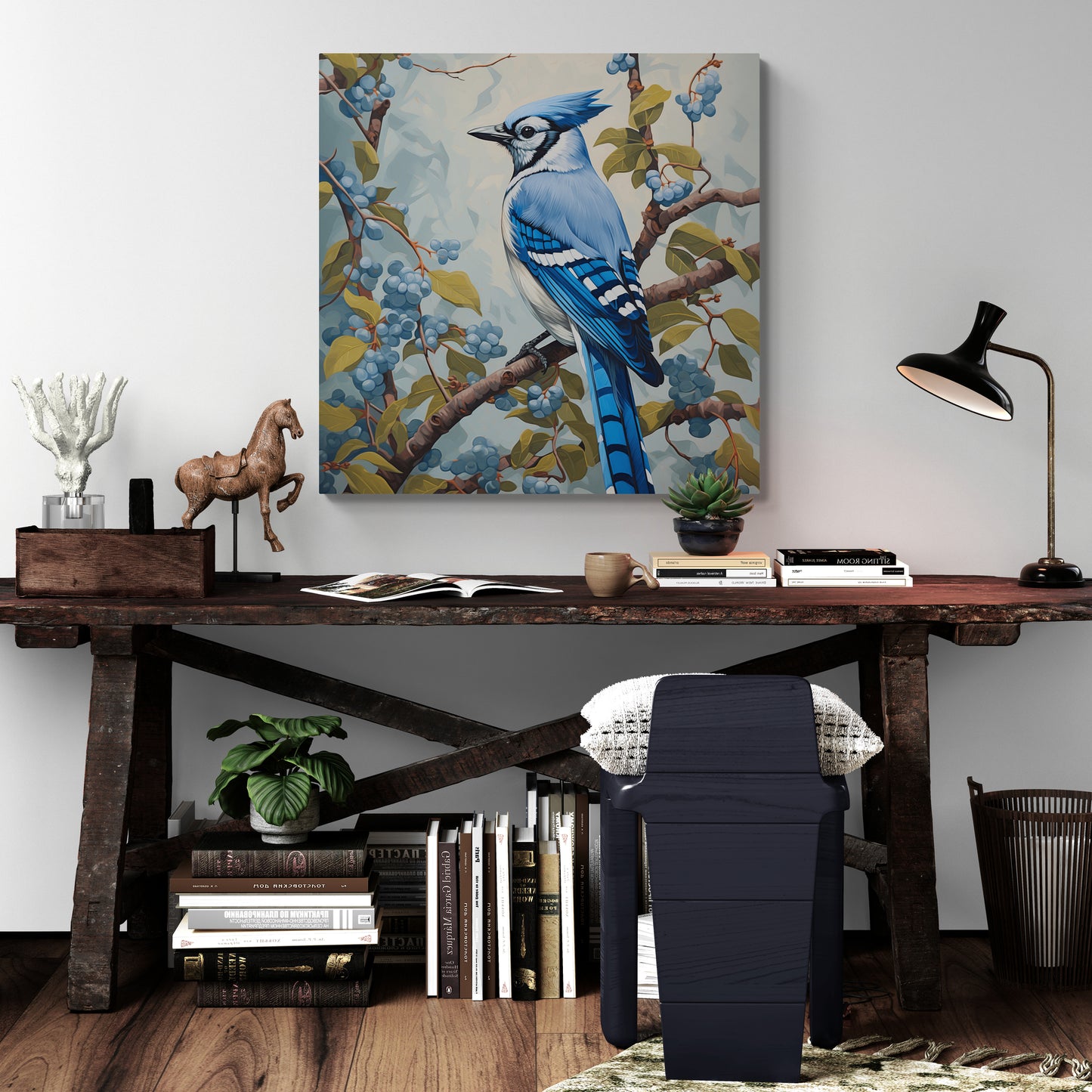 Blue Jay Bird Wall Art - Room Setting