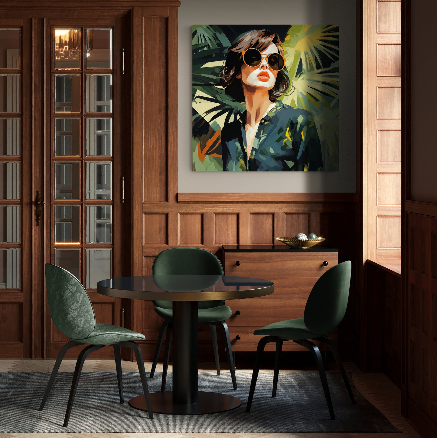 Sleek Sophistication: Woman and Palm Tree