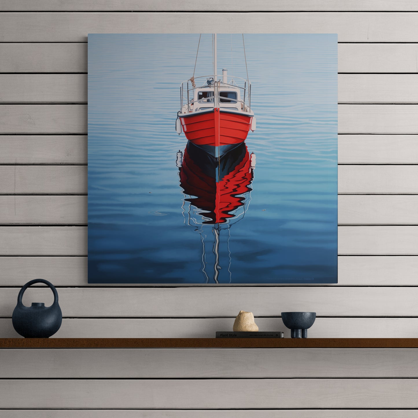 Sailing in Scarlet: Symmetrical Seascape