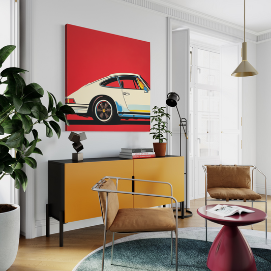 Vibrant Red Car Painting