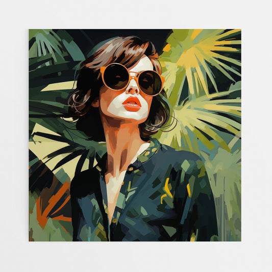 Sleek Sophistication: Woman and Palm Tree