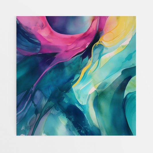 Vivid Flux: Teal and Magenta Abstract