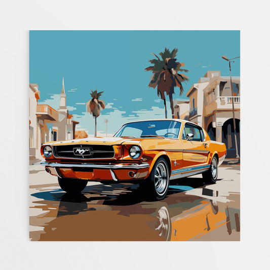 Classic Mustang Beach Canvas - Full View