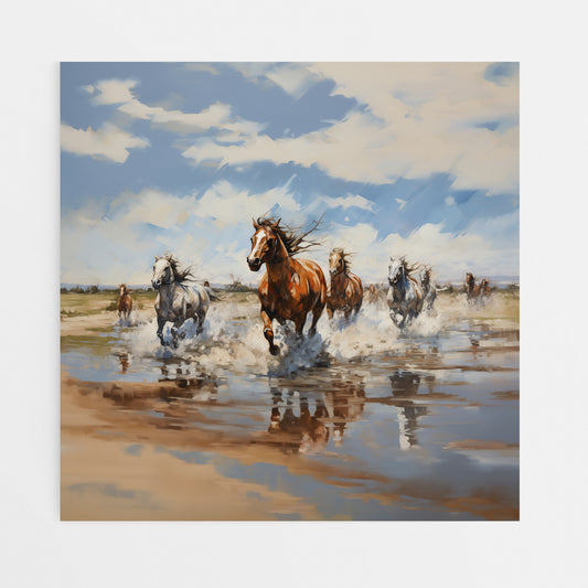 Equine Flow: Horses in the Afternoon Stream