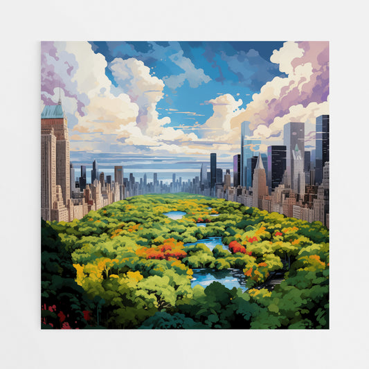 Central Park Escapade: A Bird’s Eye View Canvas