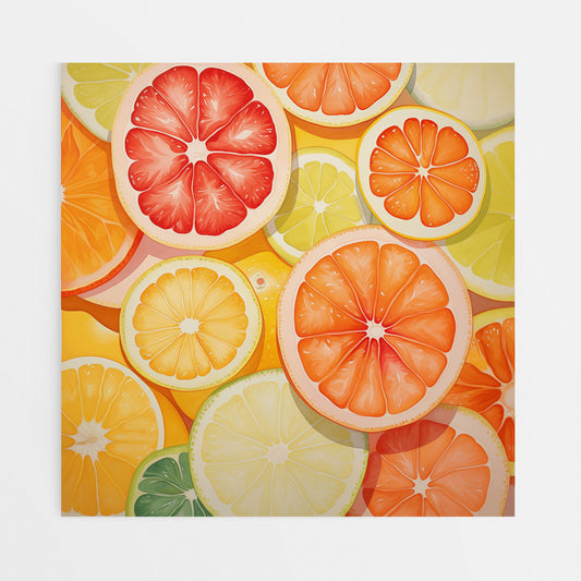 Citrus Harmony: Vintage Woodblock Canvas Art