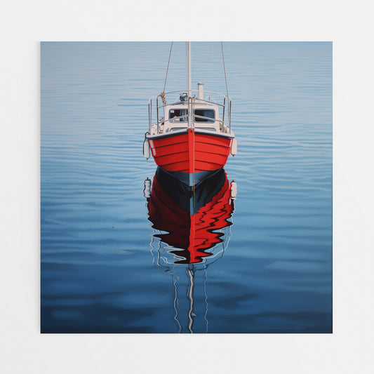 Sailing in Scarlet: Symmetrical Seascape