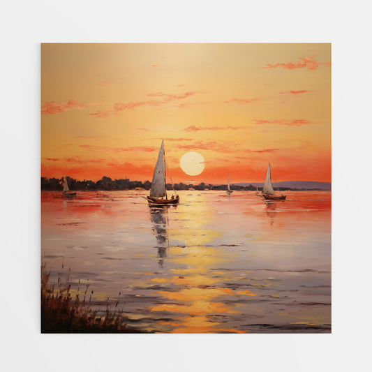 Golden Horizon: Boats at Sunset