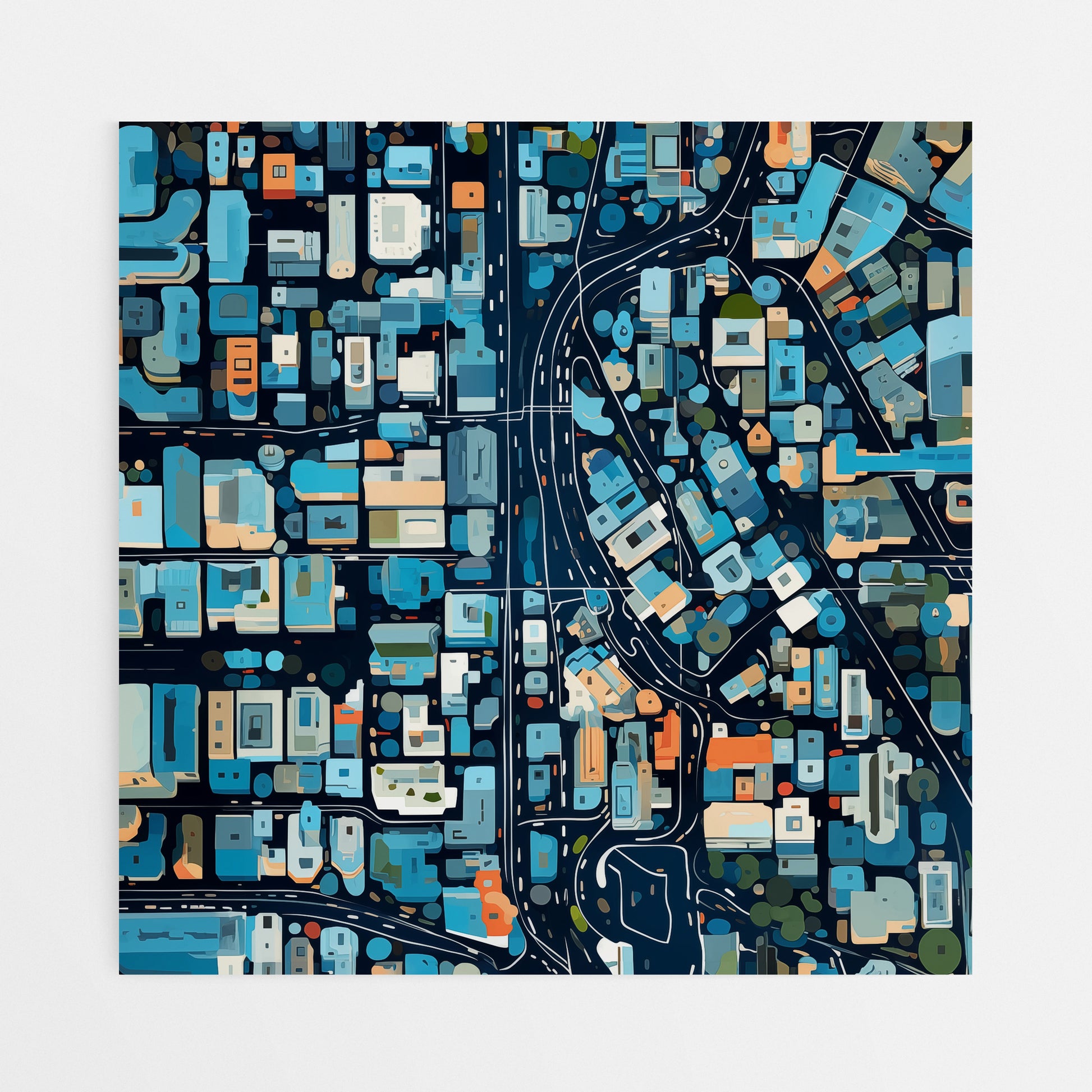 Urban City Map Print - Close-up