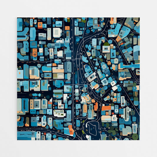 Urban City Map Print - Close-up
