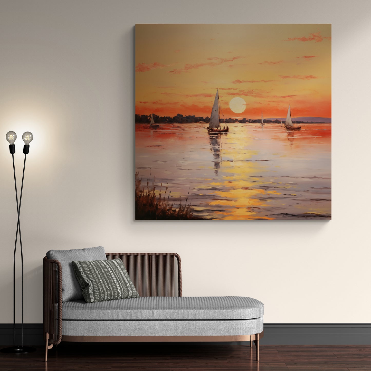 Golden Horizon: Boats at Sunset